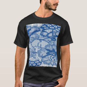 Camiseta Tecido de rendas azuis, design de tula africana.