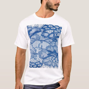Camiseta Tecido de rendas azuis, design de tula africana.