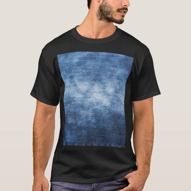 Camiseta tecido denim vestido, fundo texturizado. (Frente)