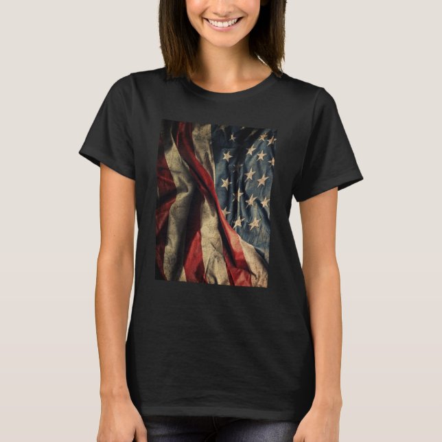 Camiseta Tecido Design de ancoragem de bandeira americana (Frente)