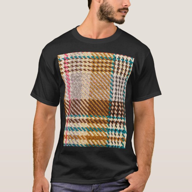 Camiseta Tecido marrom, lã escocesa. (Frente)