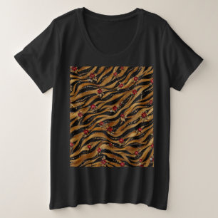 Camiseta Tecido Tigre Rosa Cristal Vermelho