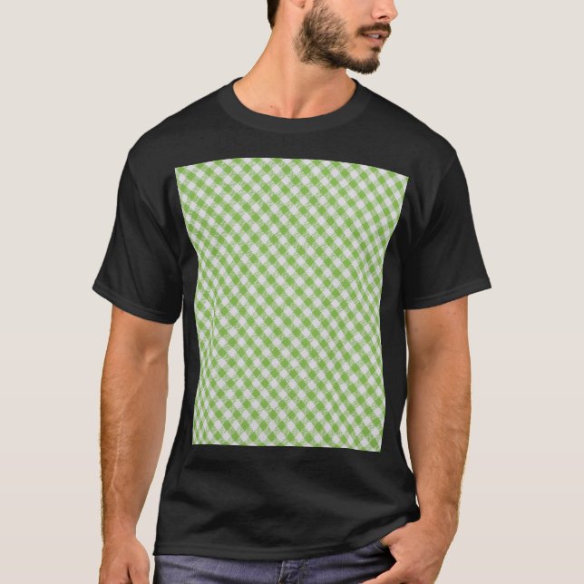 Camiseta Tecido verde com verificação: textura fechada. (Frente)