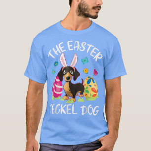 Camiseta Teckel Dog Bunny Dançando Ovos Felizes A Páscoa Te