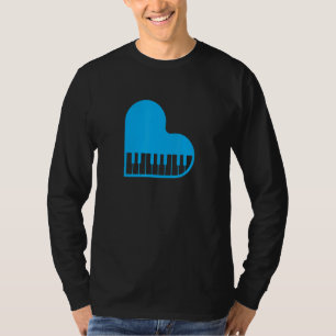Camiseta Teclado de Coração de Piano Amor  Tecladista Piani