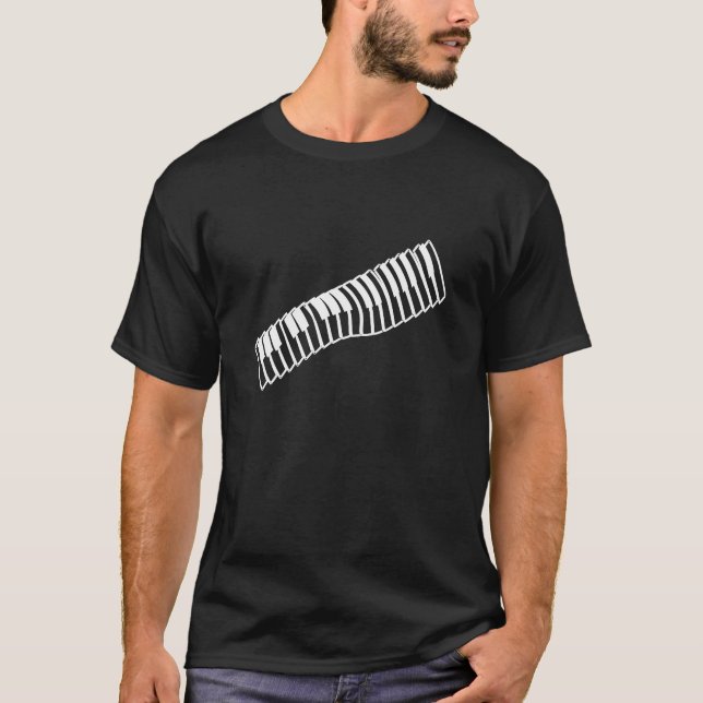 Camiseta Teclado de Música de Desenho de Arte de Linha Bran (Frente)