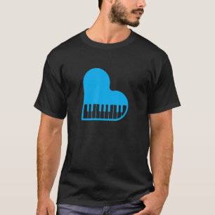 Camiseta Teclado de Piano do Amor Coração Teclado Pianista