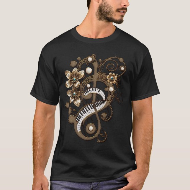 Camiseta Teclado de piano inclinado. (Frente)