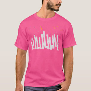 Camiseta Teclado de Piano Notas de Música Clássica Pianista