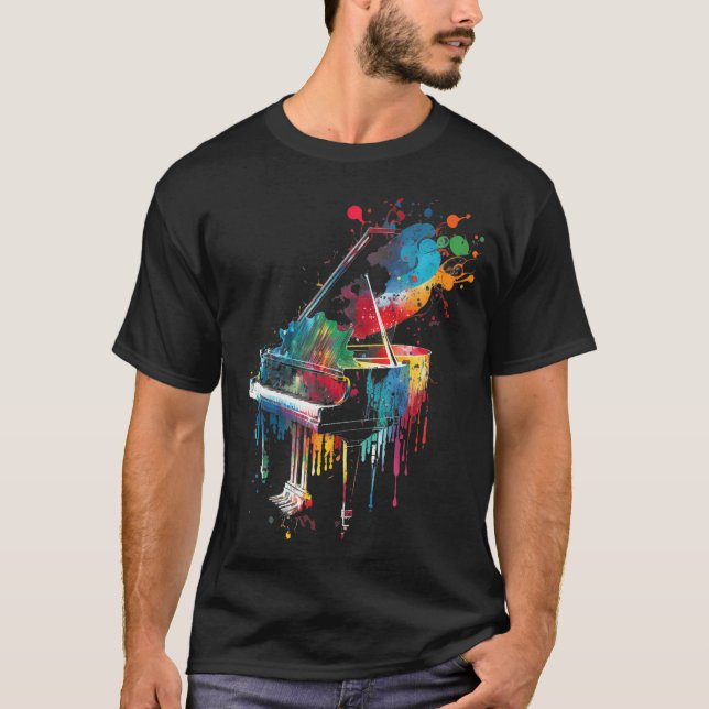 Camiseta Teclado Piano Splash Art Jazz Composer (Frente)