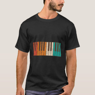 Camiseta Teclado Piano Vintage Músico Músico Sobre Pianês
