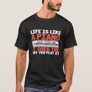 Camiseta Teclado Premium de Citação de Vida do Piano Inspir