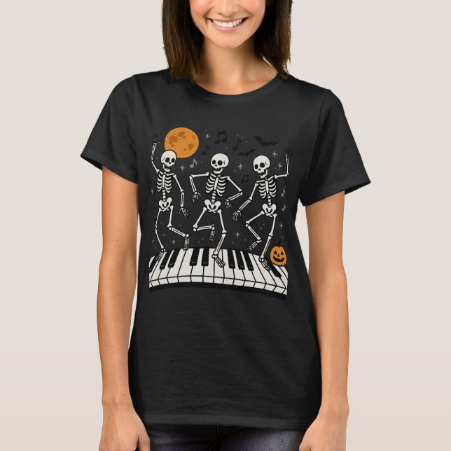 Camiseta Teclado Skeletons Dançantes | Professor de Música  (Frente)