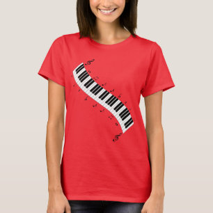 Camiseta Teclado Wavy Piano, design popular,