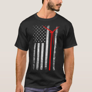 Camiseta Técnica Americana de Turbina Eólica Patriótica Sin