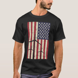 Camiseta Técnica de Turbina Eólica Patriótica dos EUA