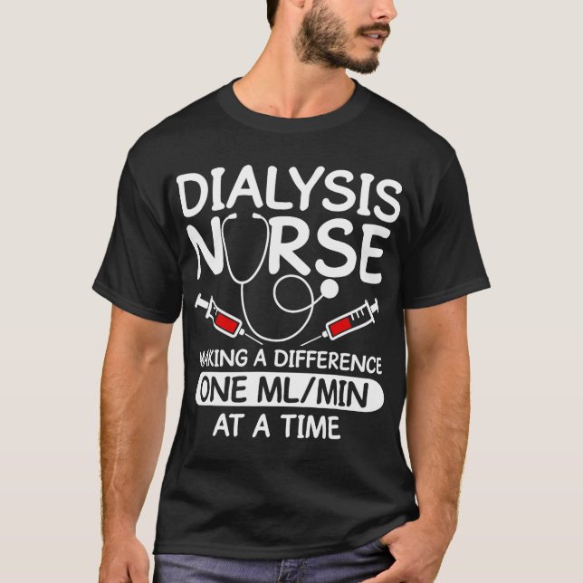 Camiseta Técnicas de Diálise Homens Mulheres Enfermagem Eng (Frente)