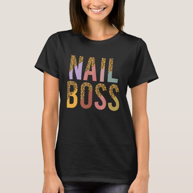 Camiseta Técnico Chefe de Unhas de Leopardo Manicure Mulher (Frente)