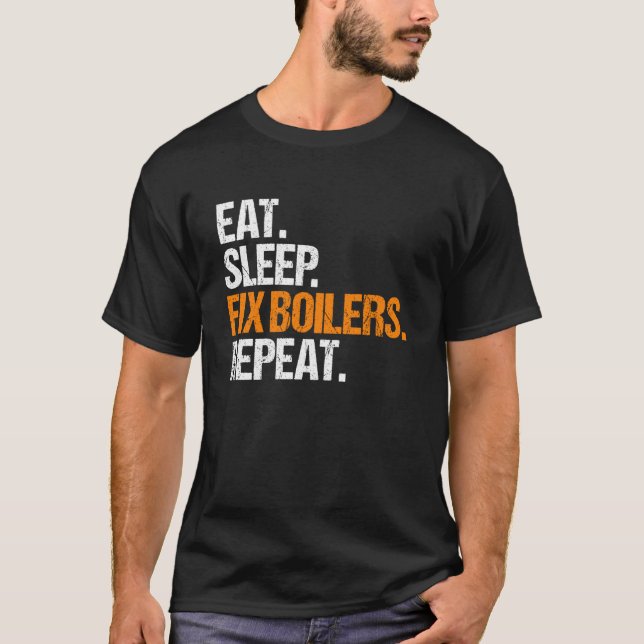 Camiseta Técnico de Caldeira Rotina de Comer Dormir (Frente)