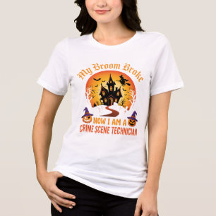 Camiseta Técnico de Cena de Crime de Halloween Humor de Bru