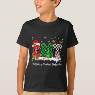 Camiseta Técnico de Emergência Médica Luzes de Natal Vermel