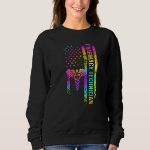 Camiseta Técnico de Farmácia Bandeira dos EUA Farmacêutico