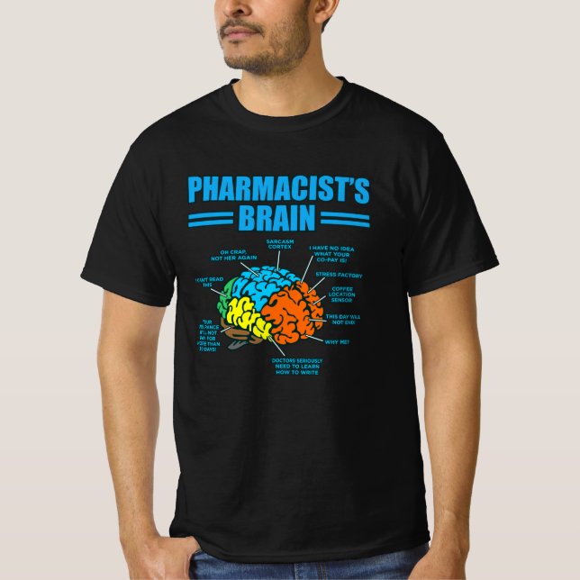 Camiseta Técnico de farmácia cerebral do farmacêutico (Frente)