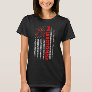 Camiseta Técnico de Flebotomia da Bandeira Americana dos EU
