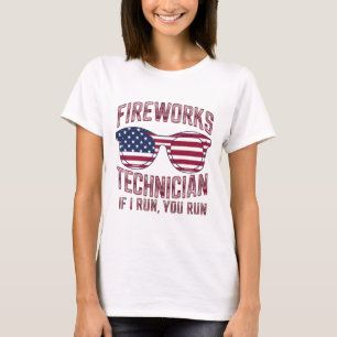 Camiseta Técnico de Fogos de Artifício 4 de Julho Divertido