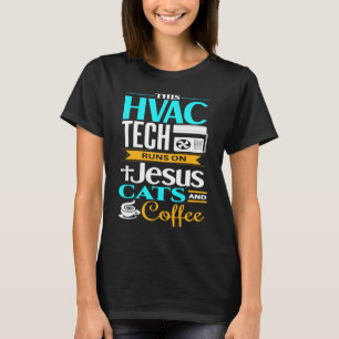 Camiseta Técnico de HVAC cristão Gato Jesus Café