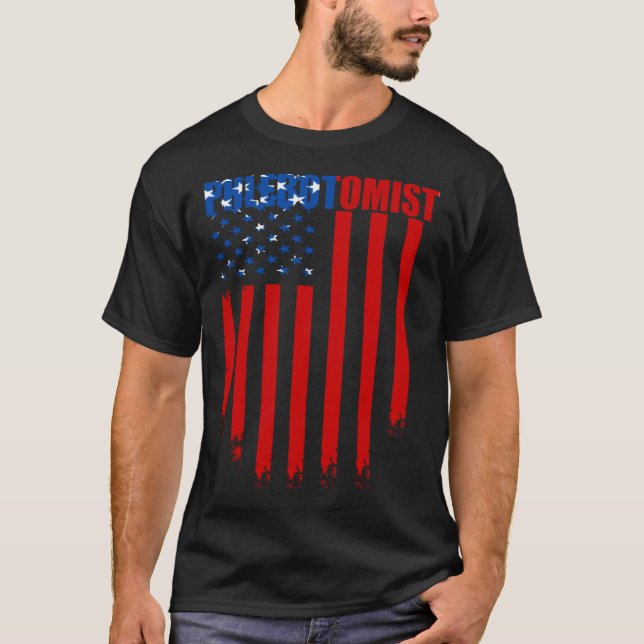 Camiseta Técnico de Phlebotomist Flag Agulha Phlebotomy (Frente)