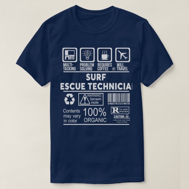 Camiseta TÉCNICO DE RESGATE DE surf NICE DESIGN 2017T (Frente do Design)