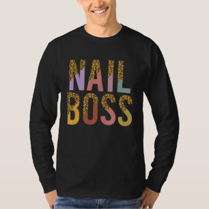 Camiseta Técnico de unha de leopardo manicure mulher bela