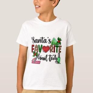Camiseta Técnico de Unhas Favorito do Papai Noel Merry Chri