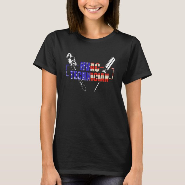 Camiseta Técnico HVAC EUA Flag HVAC Tech 2 (Frente)
