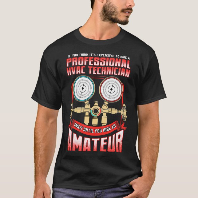 Camiseta Técnico HVAC legal com manômetros Motivos (Frente)