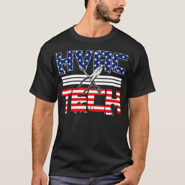 Camiseta Técnico HVAC Presente Patriótico American Flag Tec (Frente)