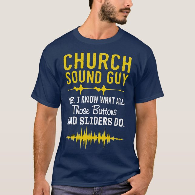 Camiseta Técnicos de Áudio da Igreja de Cara Engraçada da I (Frente)