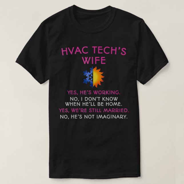Camiseta Técnicos HVAC Tech Wife HVAC (Frente do Design)
