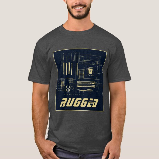 Camiseta tecnologia azul e dourada | Conselho de circuito | (Frente)