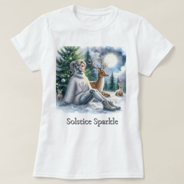 Camiseta Tecnologia Brilho de Inverno STEM Garotas Solace (Frente do Design)
