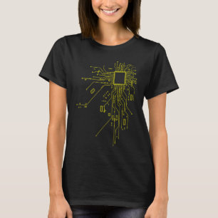 Camiseta Tecnologia de CPU Nerd Informativo de Chip de Comp