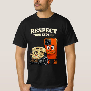 Camiseta Tecnologia de Smartphone Retro Respeite seus Anciã