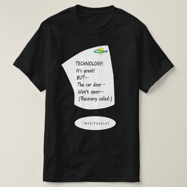 Camiseta Tecnologia do carro - Letra preta (Frente do Design)