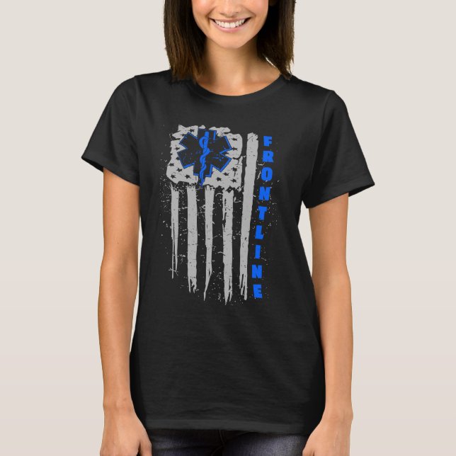 Camiseta Tecnologia Médica de Emergência Americana EMT Fron (Frente)