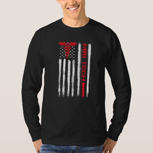 Camiseta Tecnologia Mri American Flag Xray Radiologista Rad (Frente)