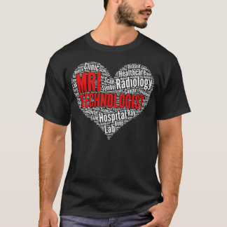Camiseta Tecnologia MRI Heart Shape Cloud Design Rad