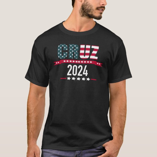 Camiseta Ted Cruz 2024 Para Presidente Americano Flag (Frente)