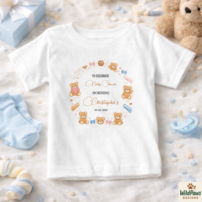 Camiseta Teddy Bear Baby Shower Boy | Cute Blue Bear (Teddy Bear Baby Shower Boy | Cute Blue Bear T-Shirt
)