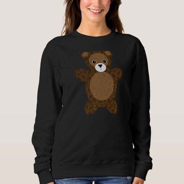 Camiseta Teddy Bear Brown Damask (Frente)